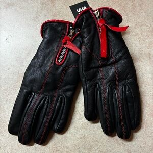 NWT Open Road Naked Leather Women's Motorcycle Gloves Black & Red Size Small